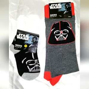 NEW 2-Pair Star Wars DARTH VADER Socks. Planet Sox. Men Size 6-12, Kid Shoe 7-10